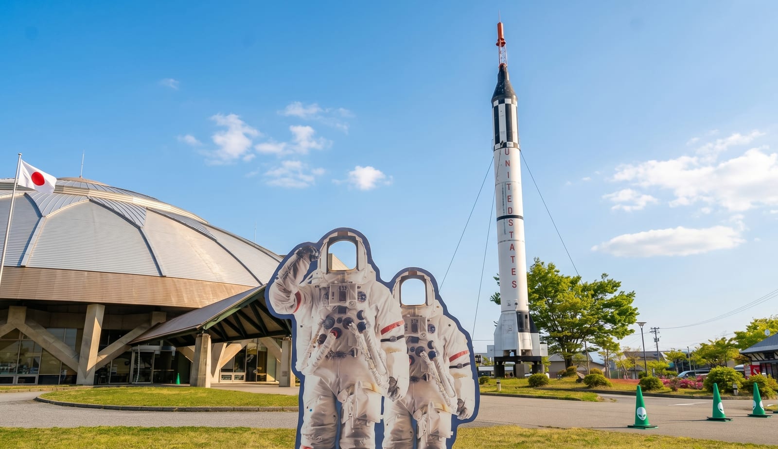 宇宙飛行士の顔出しパネル